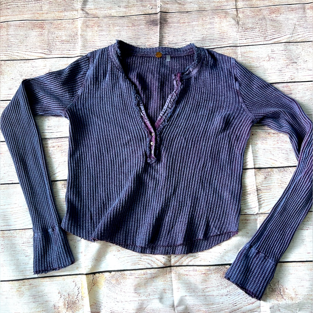 Free people Colt thermal Henley in “Queen Violet” purple EUC